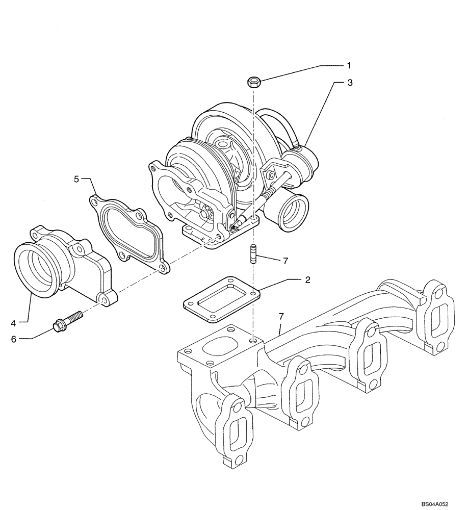 Схема запчастей Case 580SM - (02-29) - TURBOCHARGER (02) - ENGINE