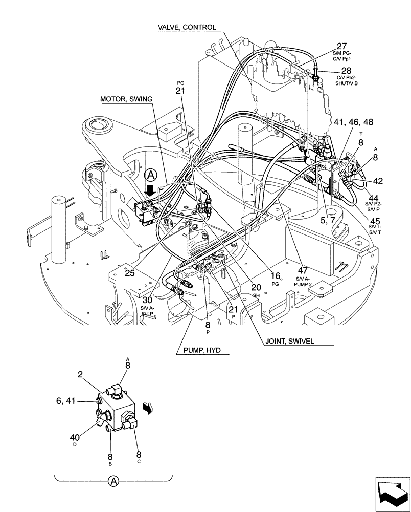 Схема запчастей Case CX31B - (01-059[01]) - CONTROL LINES, VALVE, COOLER (35) - HYDRAULIC SYSTEMS