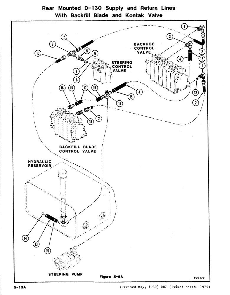 Схема запчастей Case DH7 - (5-13A) - REAR MOUNTED D-130 SUPPLY AND RETURN LINES, WITH BACKFILL BLADE AND KONTAK VALVE (35) - HYDRAULIC SYSTEMS