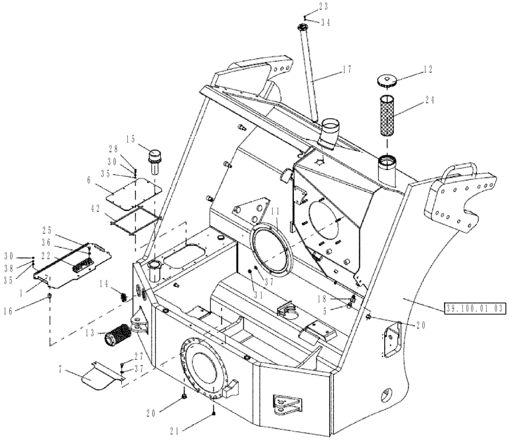 Схема запчастей Case DV213 - (39.100.01[04]) - REAR FRAME PARTS (GROUP 80-ND135211) (39) - FRAMES AND BALLASTING