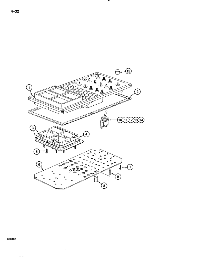 Схема запчастей Case 888 - (4-032) - ELECTRICAL CONTROL PANEL (04) - ELECTRICAL SYSTEMS