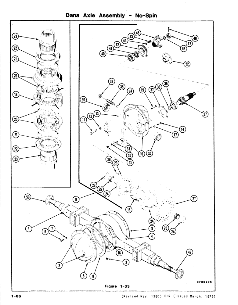 Схема запчастей Case DH7 - (1-66) - DANA AXLE ASSEMBLY - NO-SPIN (25) - FRONT AXLE SYSTEM