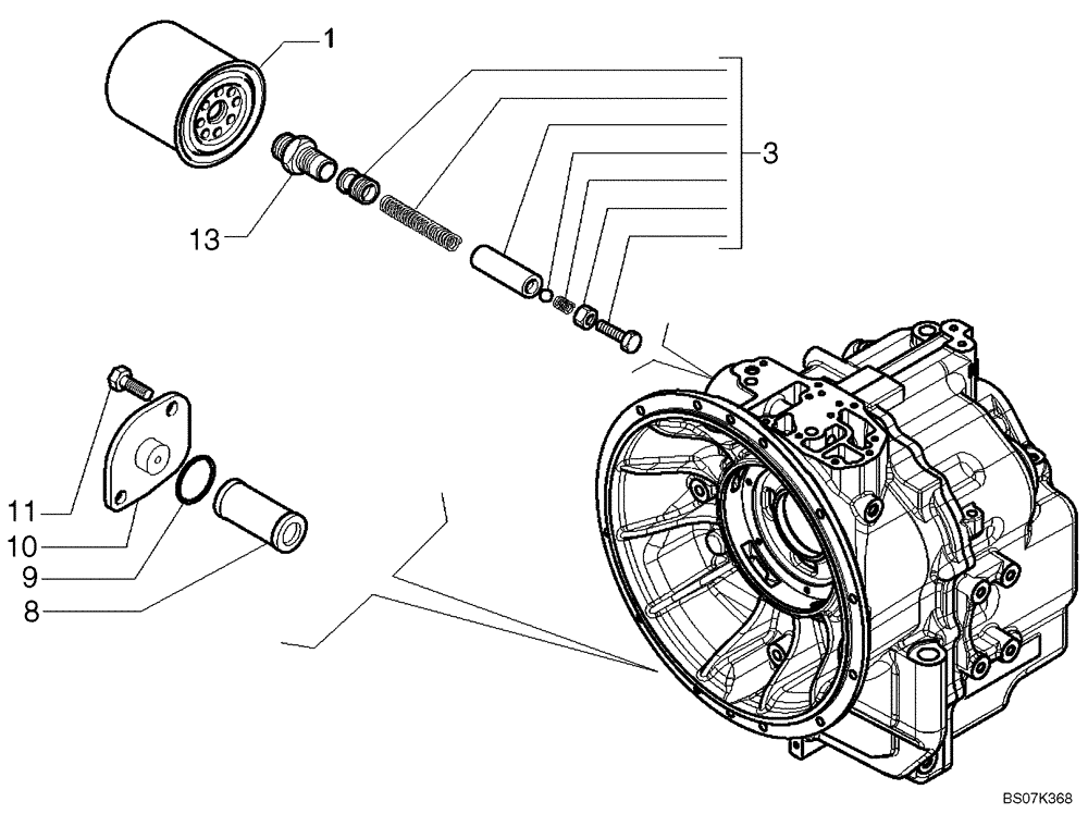 Схема запчастей Case 580M - (06-12) - TRANSMISSION ASSY, 2WD - FILTER, OIL (06) - POWER TRAIN