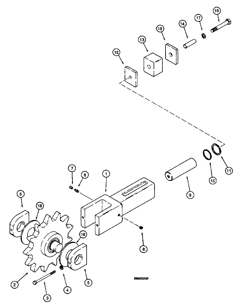 Схема запчастей Case 660 - (9-054) - TRENCHER BOOM END, FOR STANDARD TRENCHER BOOM AND FOR QUAD WITH BOLT-ON TRENCHER FRAME (09) - CHASSIS/ATTACHMENTS