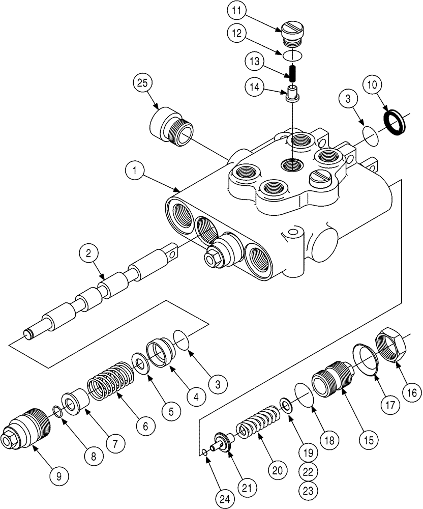 Схема запчастей Case 6010 - (08-25) - VALVE ASSY - STAKEDOWN CONTROL (35) - HYDRAULIC SYSTEMS