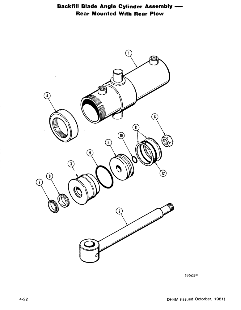 Схема запчастей Case DH4 - (4-22) - BACKFILL BLADE ANGLE CYLINDER ASSEMBLY, REAR MOUNTED WITH REAR PLOW (35) - HYDRAULIC SYSTEMS