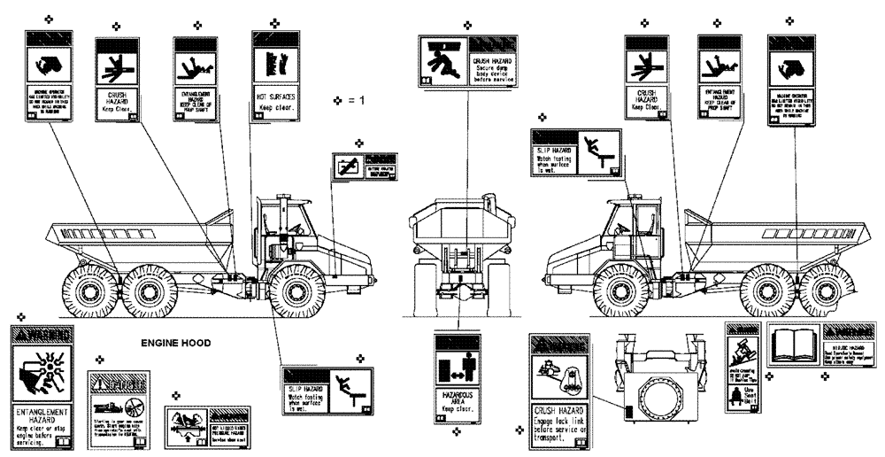 Схема запчастей Case 325 - (6.780/1A[01]) - DECALS - USA TYPE - RED LABELS (13) - Electrical System / Decals