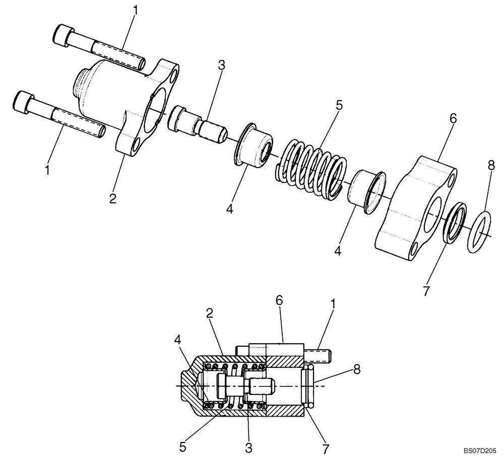 Схема запчастей Case 410 - (08-28) - CONTROL VALVE - SPOOL END GROUP (08) - HYDRAULICS