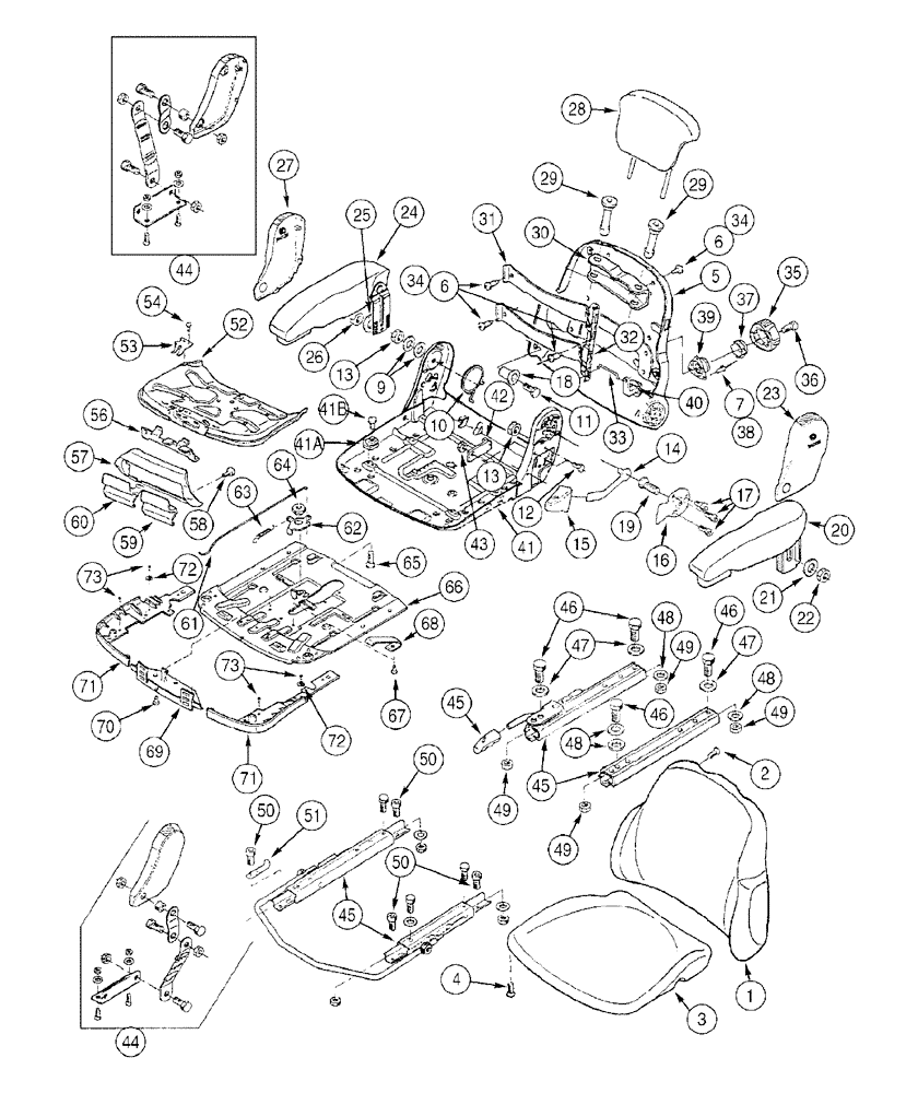 Схема запчастей Case 865 DHP - (9-120) - SEAT ASSY. - UPPER SEAT ASSY (OPTIONAL) (09) - CHASSIS