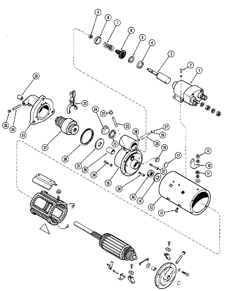 Схема запчастей Case W10B - (059C) - A15485 STARTER, (401) DIESEL ENGINE (04) - ELECTRICAL SYSTEMS