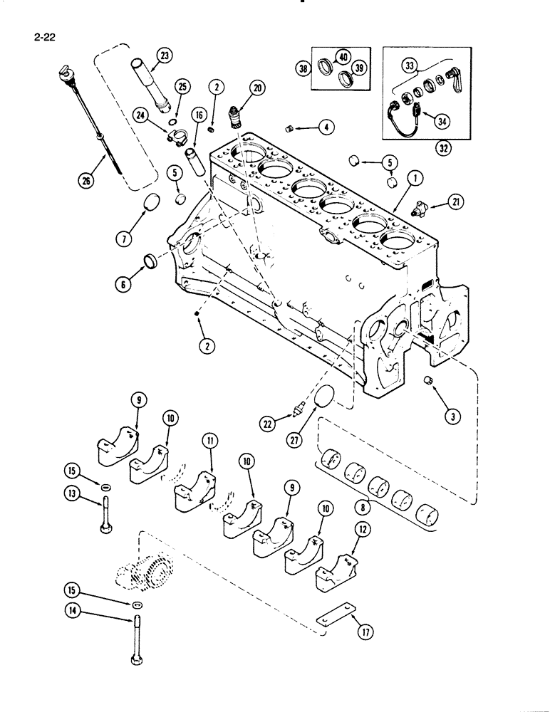 Схема запчастей Case W18B - (2-22) - CYLINDER BLOCK, 504BD AND 504BDT ENGINE (02) - ENGINE