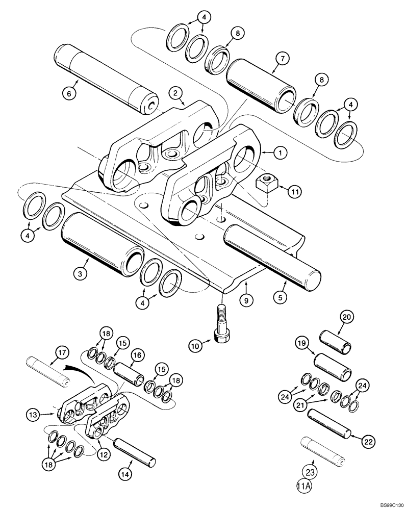 Схема запчастей Case 550H-IND - (05-08) - TRACK CHAIN, SEALED, CHAIN UNIT KIT, PIN & BUSHING KIT (11) - TRACKS/STEERING