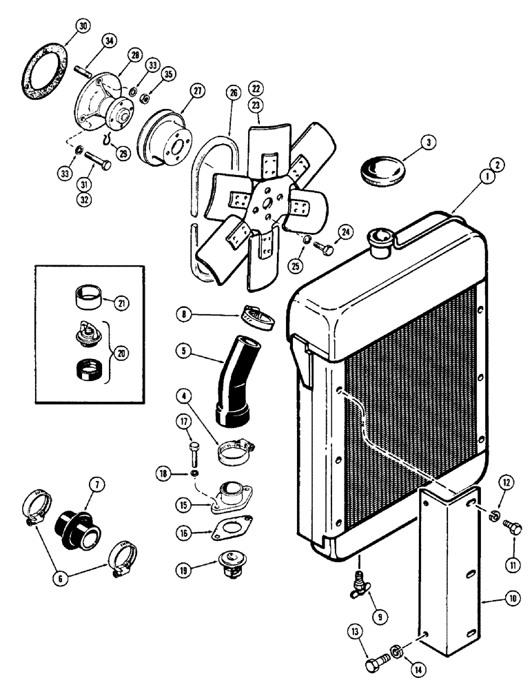 Схема запчастей Case W5A - (004) - ENGINE COOLING SYSTEM, (188) DIESEL ENGINE (02) - ENGINE