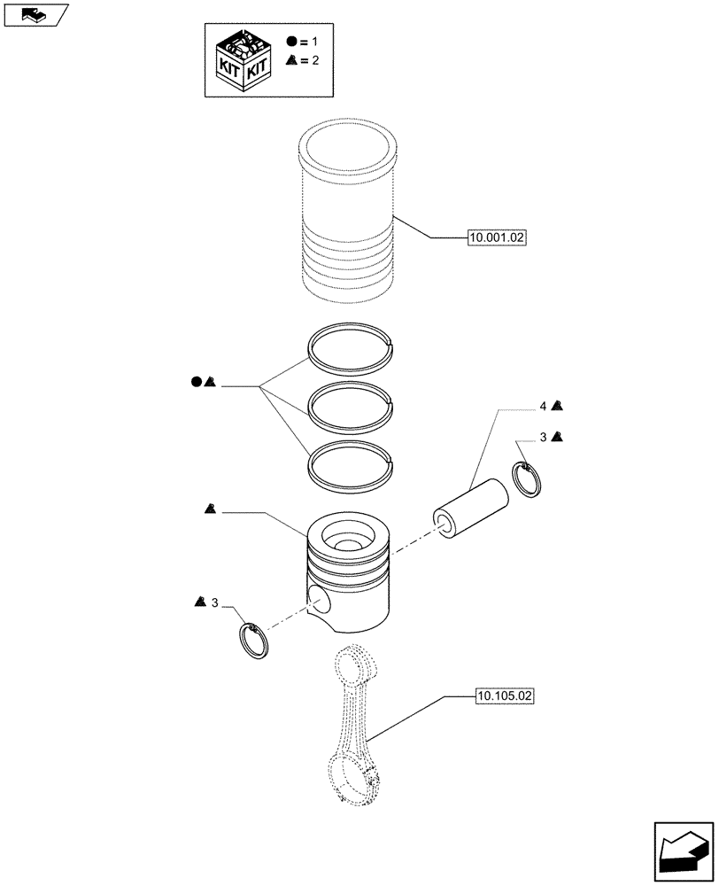 Схема запчастей Case F2CFE614A A013 - (10.105.01) - PISTON - ENGINE (5801379863) (01) - ENGINE