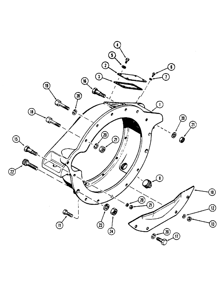 Схема запчастей Case 336B - (20) - FLYWHEEL HOUSING, (336BD) & (336BDT) DIESEL ENGINES 