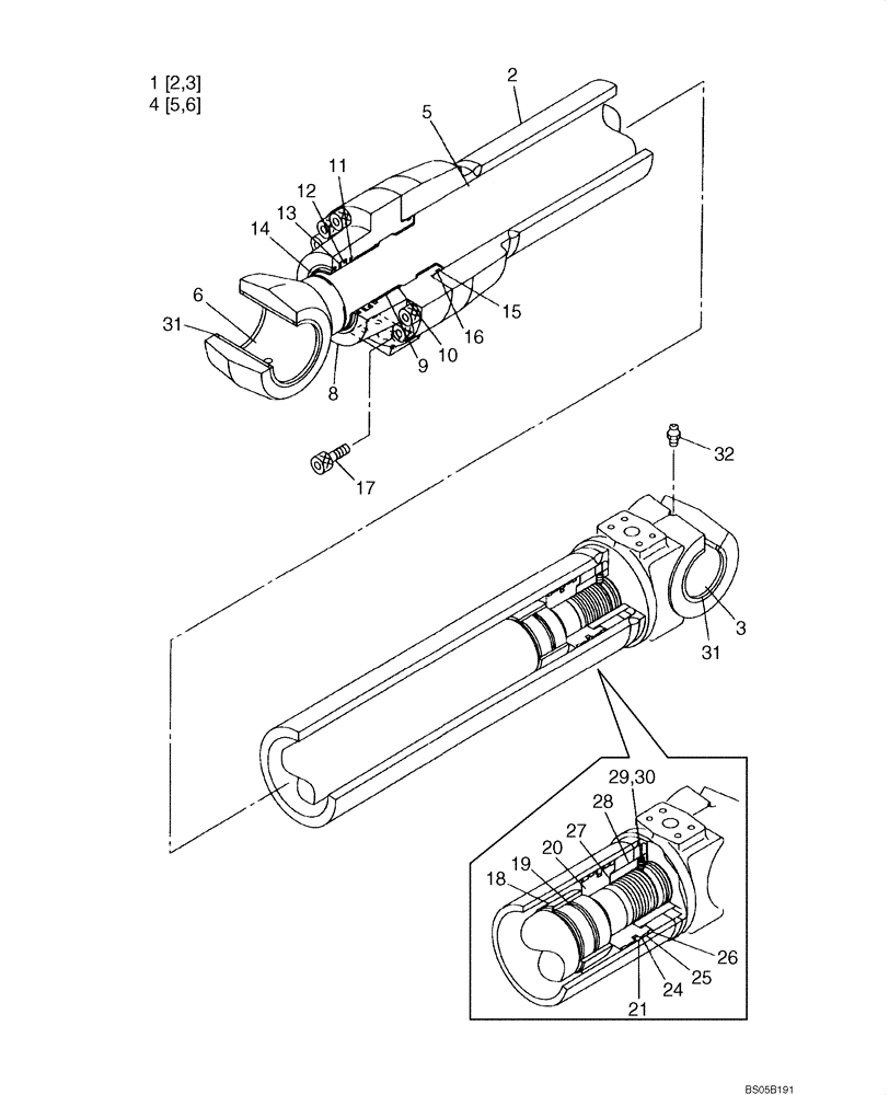 Схема запчастей Case CX225SR - (08-58) - CYLINDER ASSY, BOOM - MODELS WITH LOAD HOLD (08) - HYDRAULICS