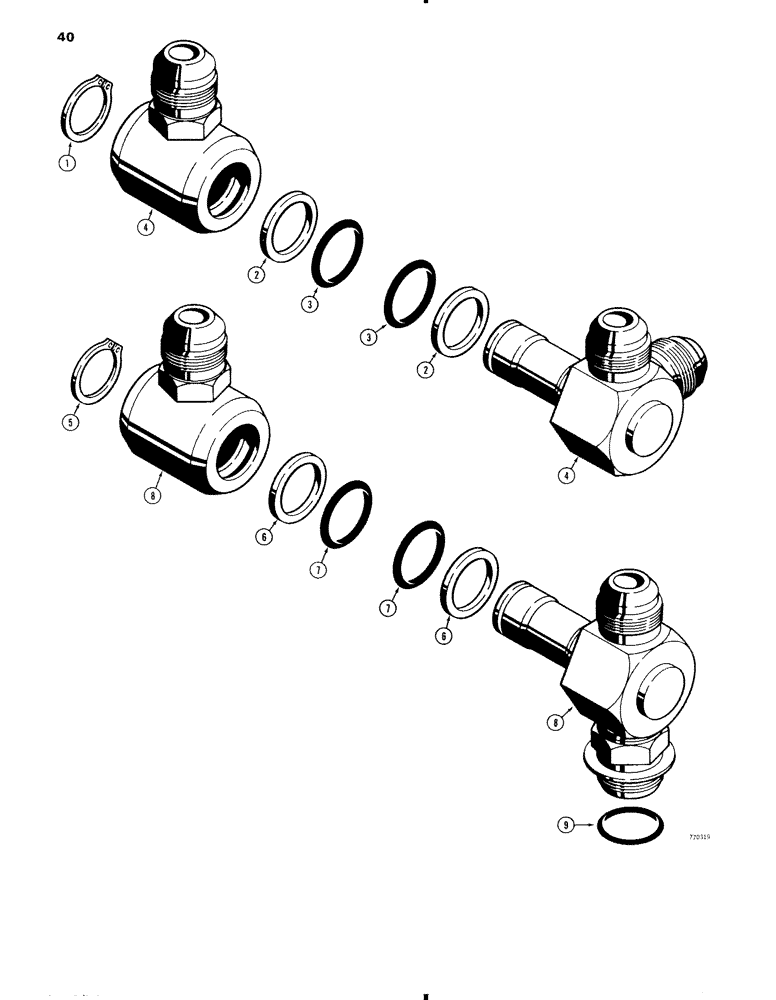 Схема запчастей Case 35 - (040) - SWIVEL FITTINGS 