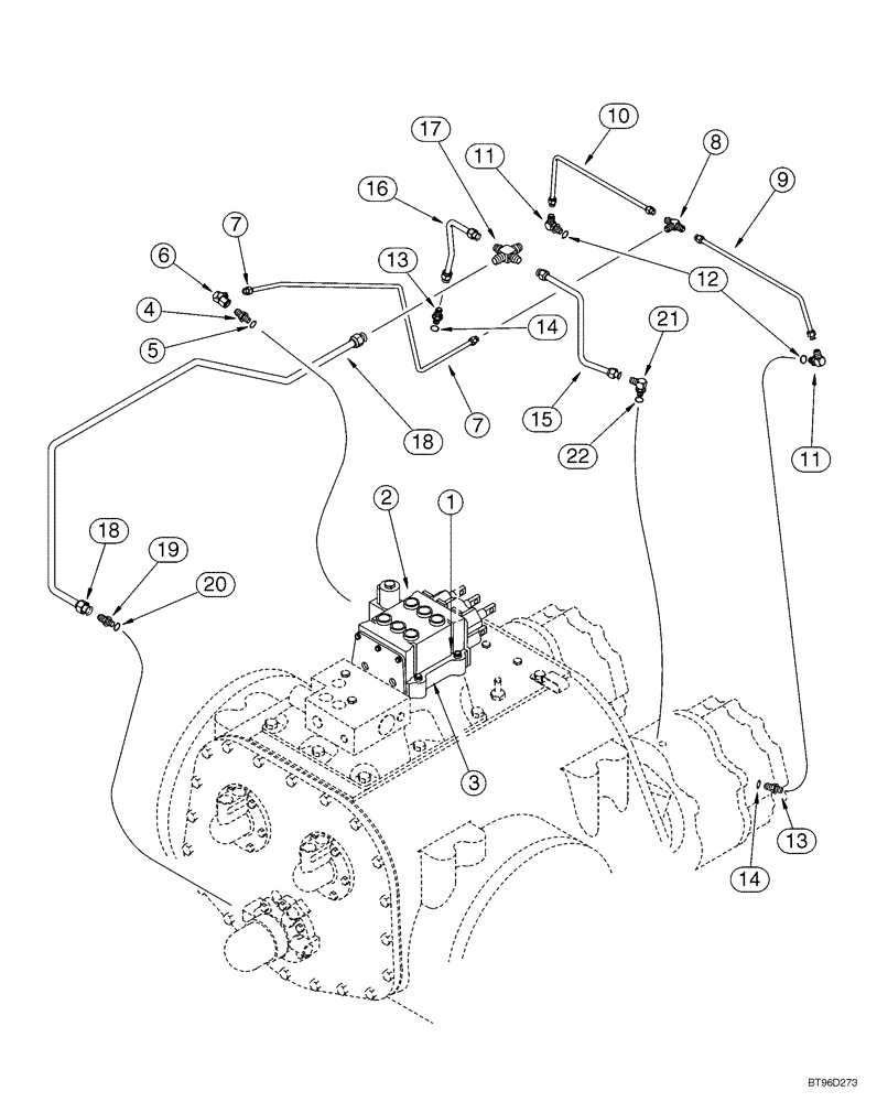 Схема запчастей Case 1150H_IND - (06-16) - TRANSMISSION - HYDRAULIC LINES (06) - POWER TRAIN