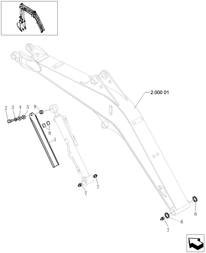 Схема запчастей Case CX20B - (2.000[03]) - BOOM ASSEMBLY (84) - BOOMS, DIPPERS & BUCKETS