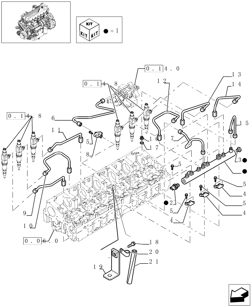 Схема запчастей Case F2CE9684E E002 - (0.14.9[01]) - INJECTION EQUIPMENT - PIPING (504129899) 