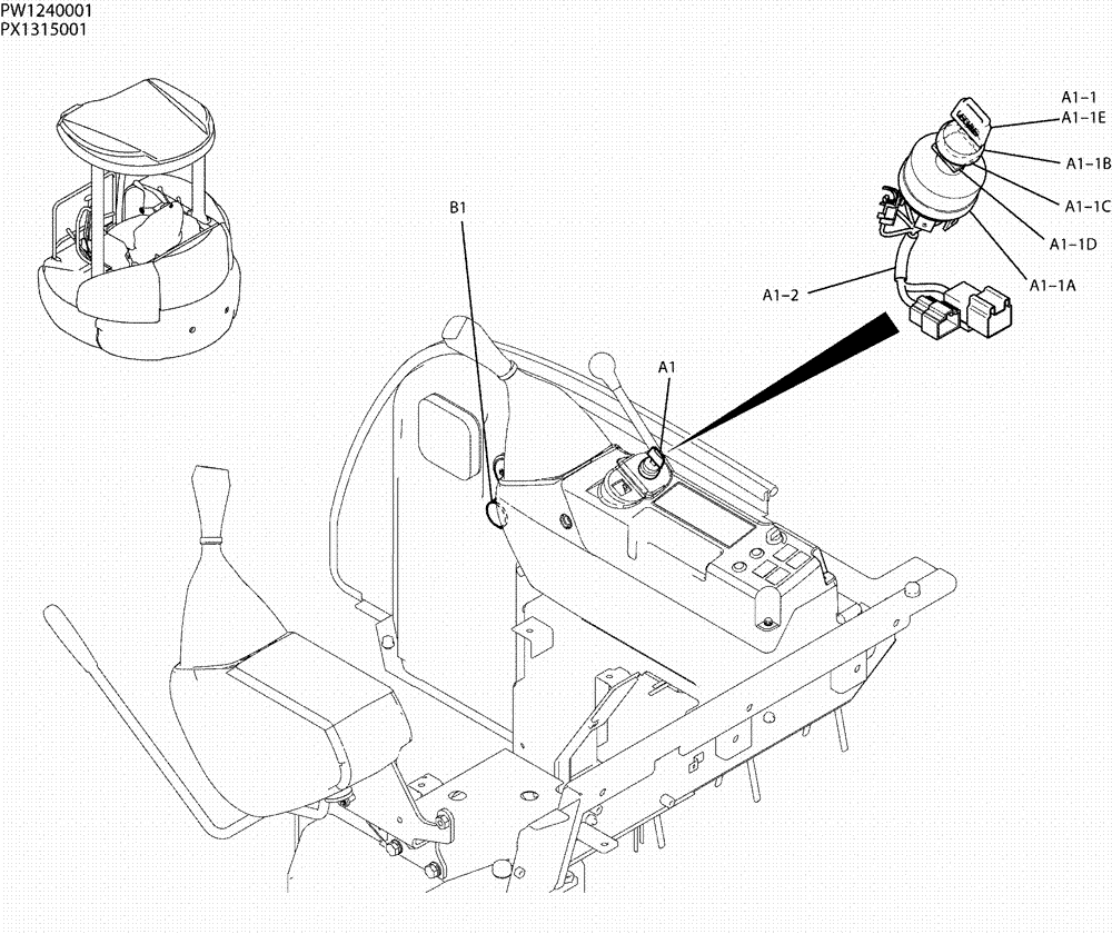 Схема запчастей Case CX36B - (01-056) - KEY ASSY (90) - PLATFORM, CAB, BODYWORK AND DECALS