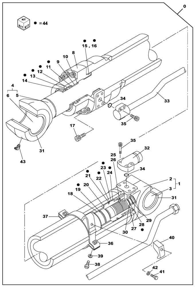 Схема запчастей Case CX210C NLC - (35.737.07) - DIPPER CYLINDER - WITHOUT SAFETY VALVE (35) - HYDRAULIC SYSTEMS