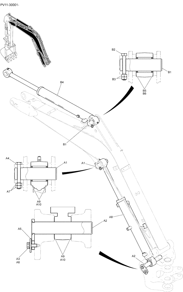 Схема запчастей Case CX27B - (03-005) - CYLINDER INSTAL (CAB) (35) - HYDRAULIC SYSTEMS