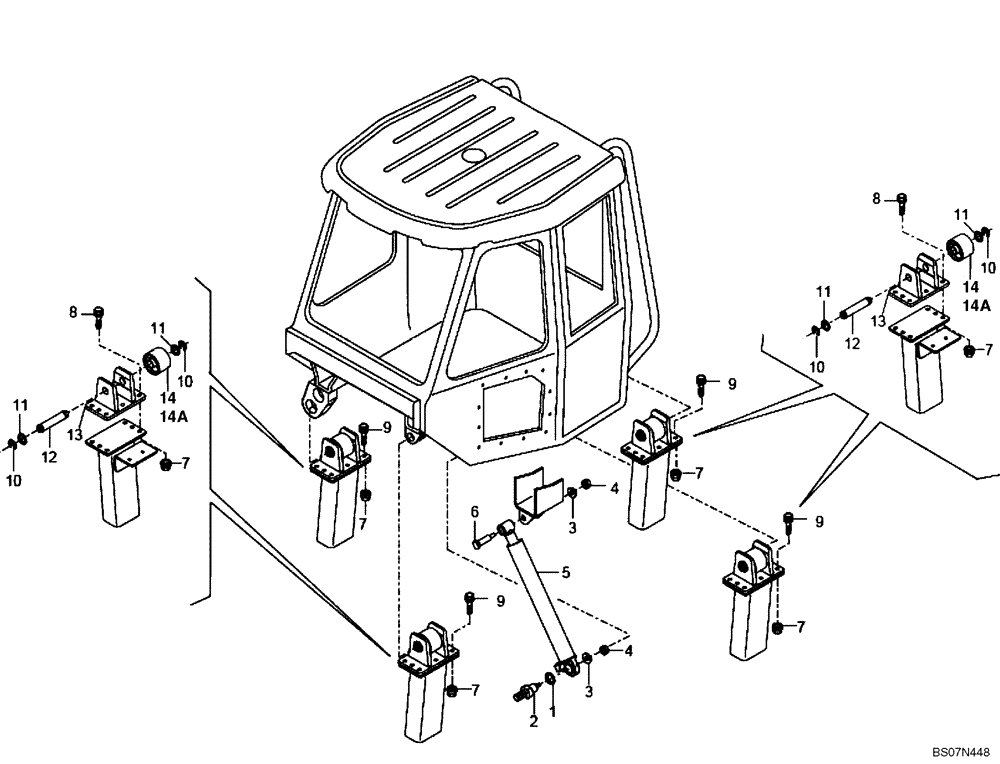 Схема запчастей Case 335B - (52A00000548[001]) - MOUNTING, CAB (87518103) (10) - Cab/Cowlings