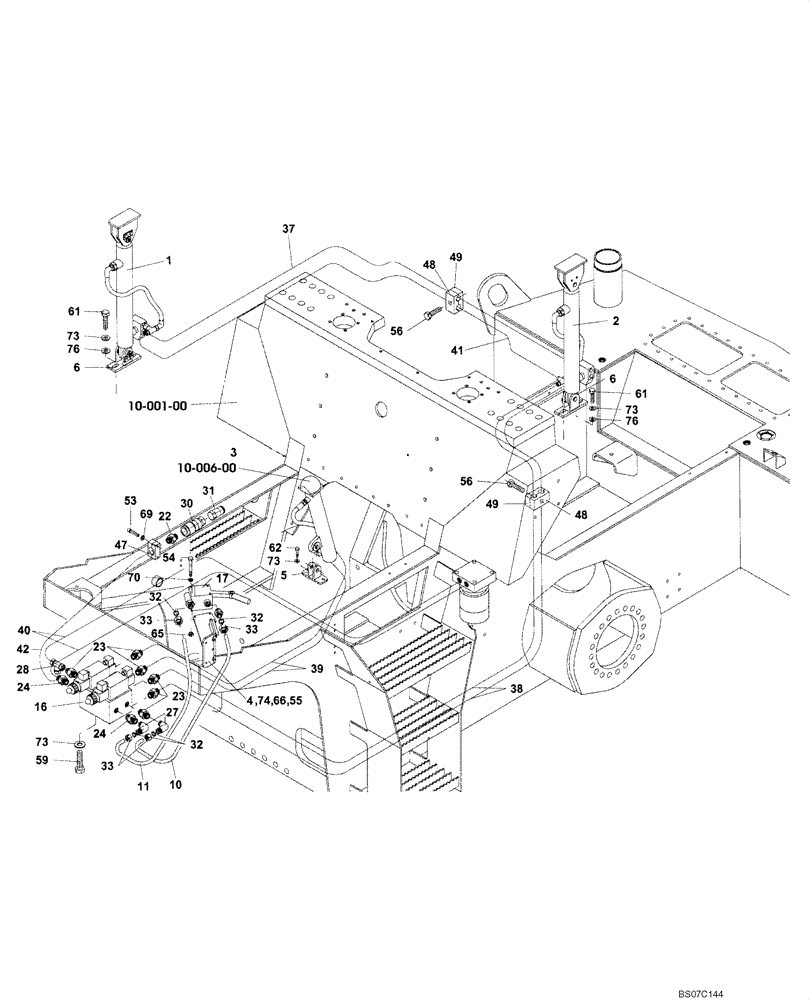 Схема запчастей Case SV212 - (10-005-01[01]) - HYDRAULICS - HOOD & PLATFORM TILTING (GROUP 382) (ND110353) (08) - HYDRAULICS