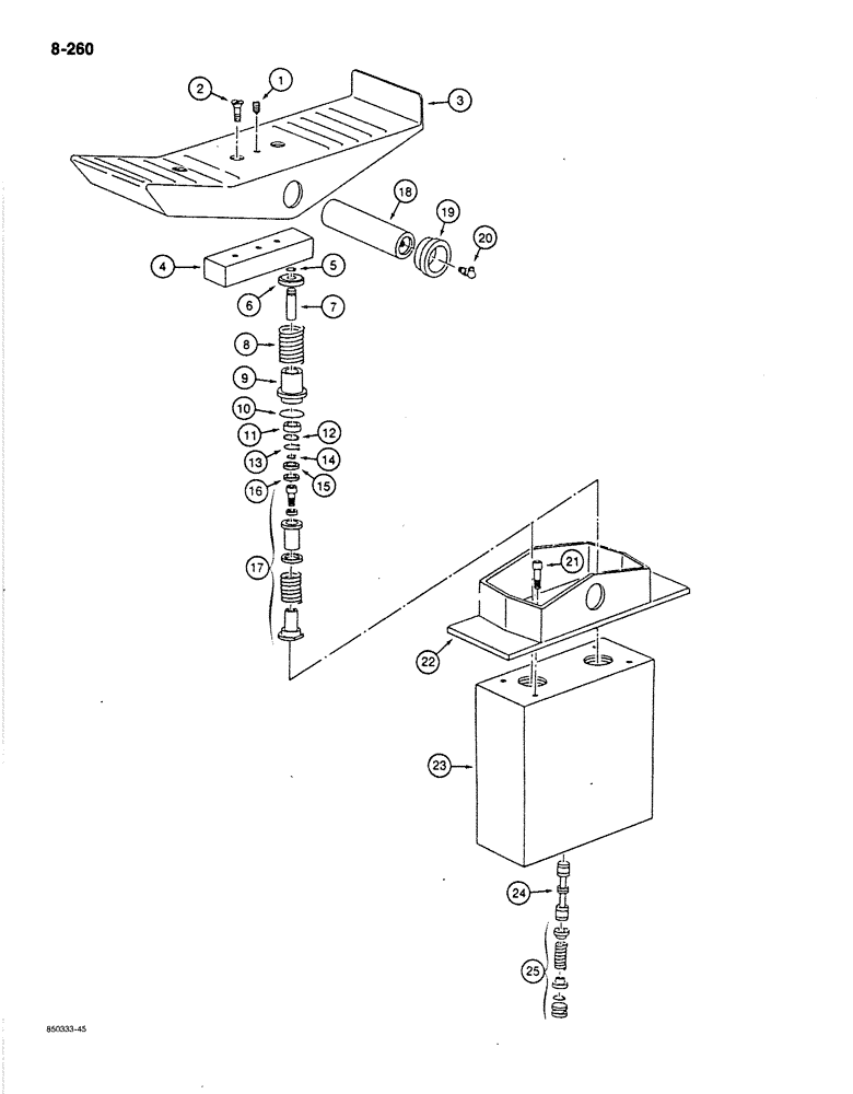 Схема запчастей Case 170B - (8-260) - FOOT CONTROL VALVE - P2643318, P.I.N.74341 THROUGH 74397 AND 74399 (08) - HYDRAULICS