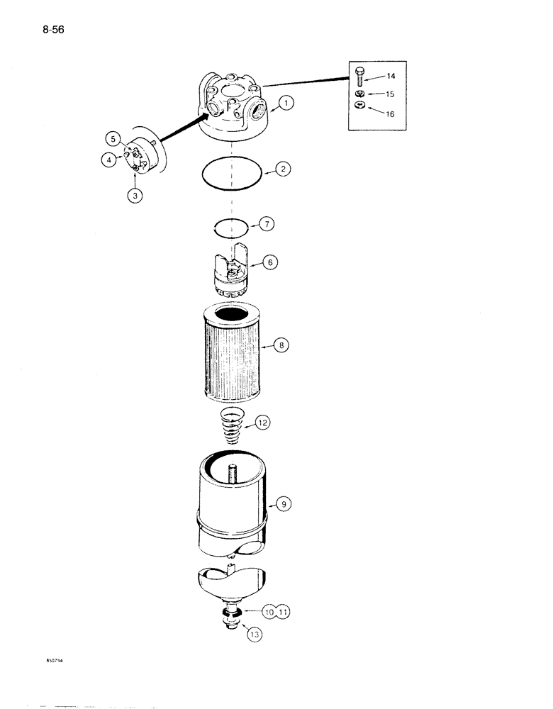 Схема запчастей Case 1086B - (8-056) - HYDRAULIC OIL FILTER (08) - HYDRAULICS