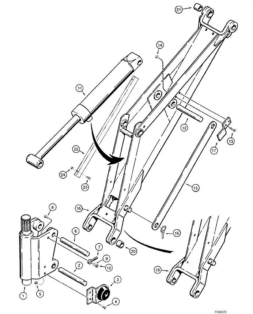 Схема запчастей Case 1840 - (09-56) - BACKHOE - SWING TOWER AND BOOM (D100 OR D100XR) (09) - CHASSIS/ATTACHMENTS