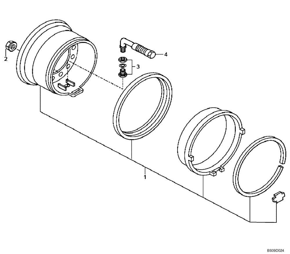 Схема запчастей Case 327B - (34A00000648[001]) - WHEEL RIM ASSY 22 X R25 (P.I.N. HHD0327BN7PG57000 AND AFTER) (89500415302) (11) - AXLES/WHEELS