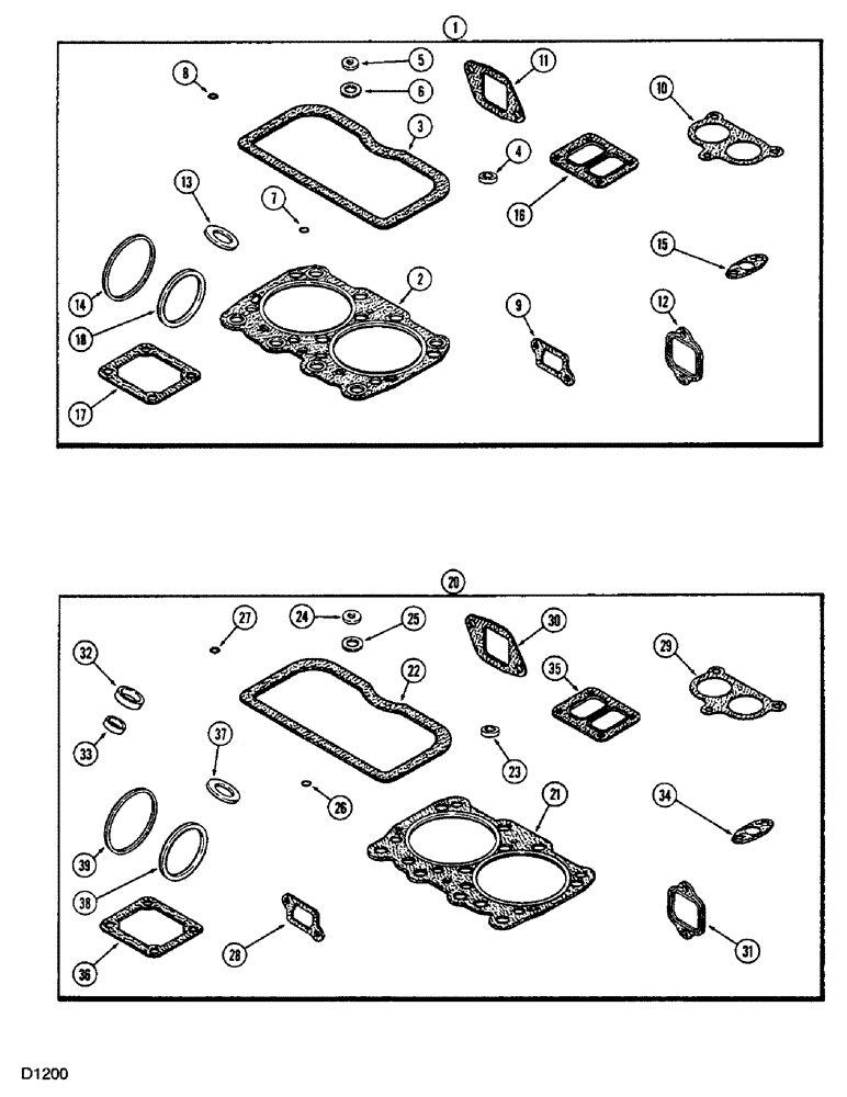 Схема запчастей Case 880 - (040) - ENG. GASKET KITS, 336BDT DIESEL ENG., VALVE GRIND KIT, USED W/5.189" TO 5.194" FIRE DAM DIA. SLEEVE (01) - ENGINE