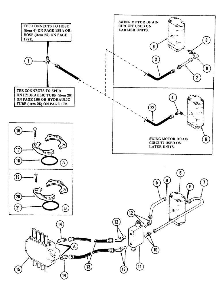 Схема запчастей Case 50 - (174) - SWING MOTOR TUBING, (S/N 6279926 AND AFTER) (35) - HYDRAULIC SYSTEMS