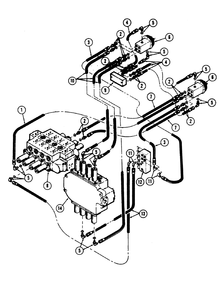 Схема запчастей Case 50 - (8-210) - FOOT CONTROL VALVE AND DRIVE LOCK TUBING (08) - HYDRAULICS