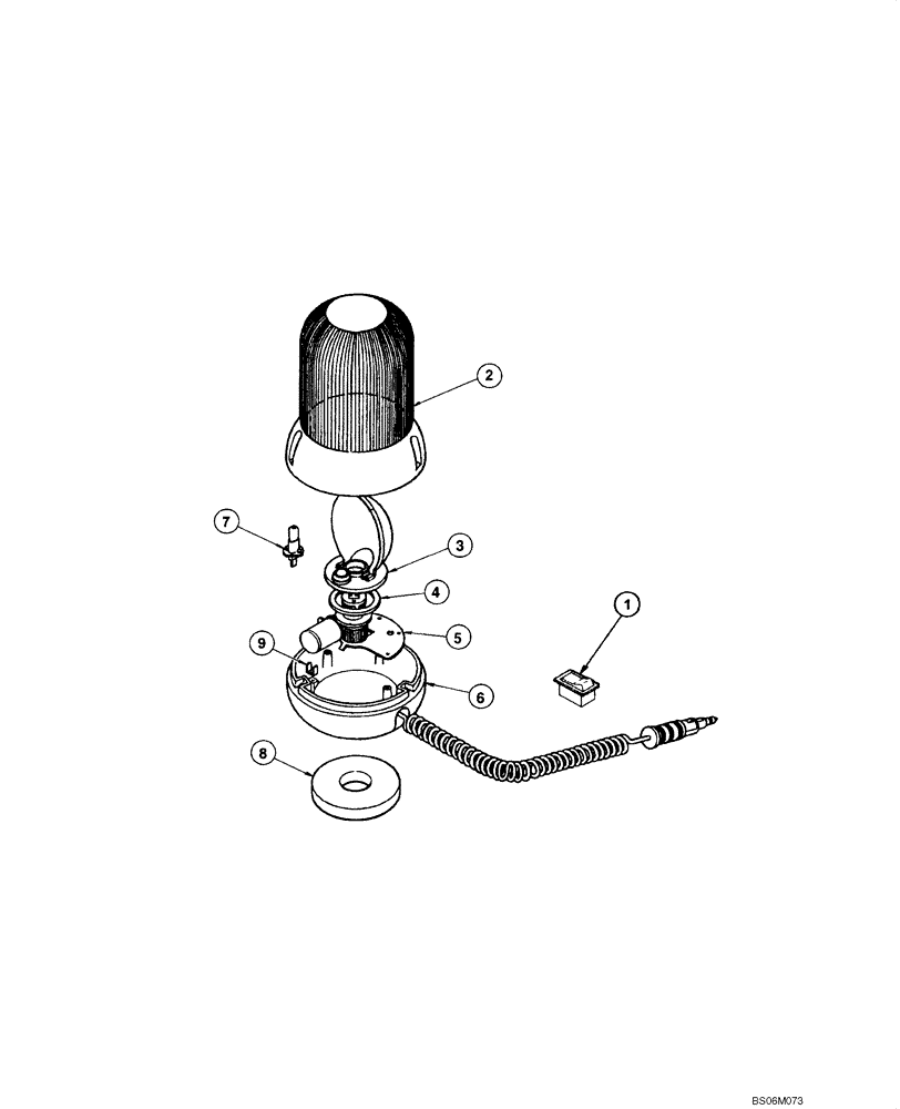 Схема запчастей Case 845 - (04.24[00]) - ROTATING BEACON COMPONENTS (04) - ELECTRICAL SYSTEMS