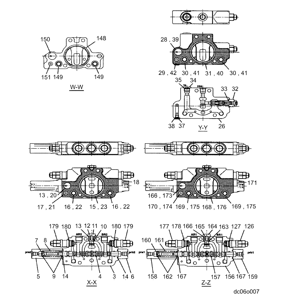 Схема запчастей Case CX80 - (08-75) - CONTROL VALVE (KAJ5076) 7 OF 8 (08) - HYDRAULICS