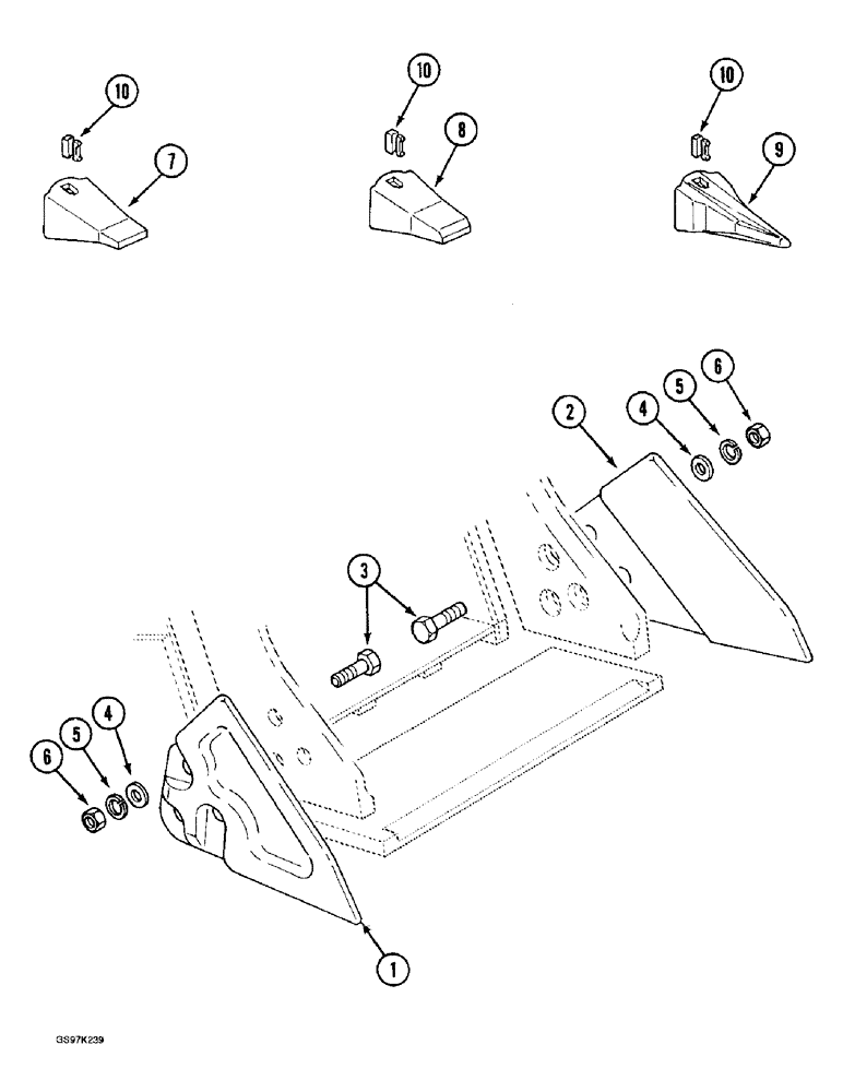 Схема запчастей Case 888 - (9G-10) - BUCKET TEETH AND SIDE CUTTING EDGES (09) - CHASSIS