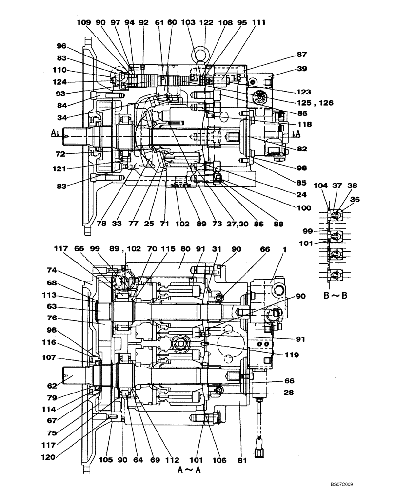 Схема запчастей Case CX210BNLC - (08-87) - KRJ17130 PUMP ASSY, HYDRAULIC - PISTON (08) - HYDRAULICS