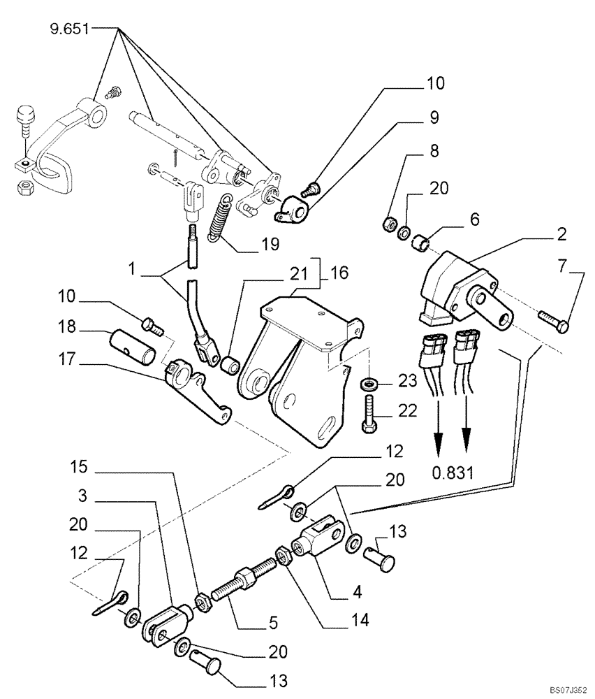 Схема запчастей Case 1850K - (0.520[01]) - THROTTLE CONTROL (01) - ENGINE