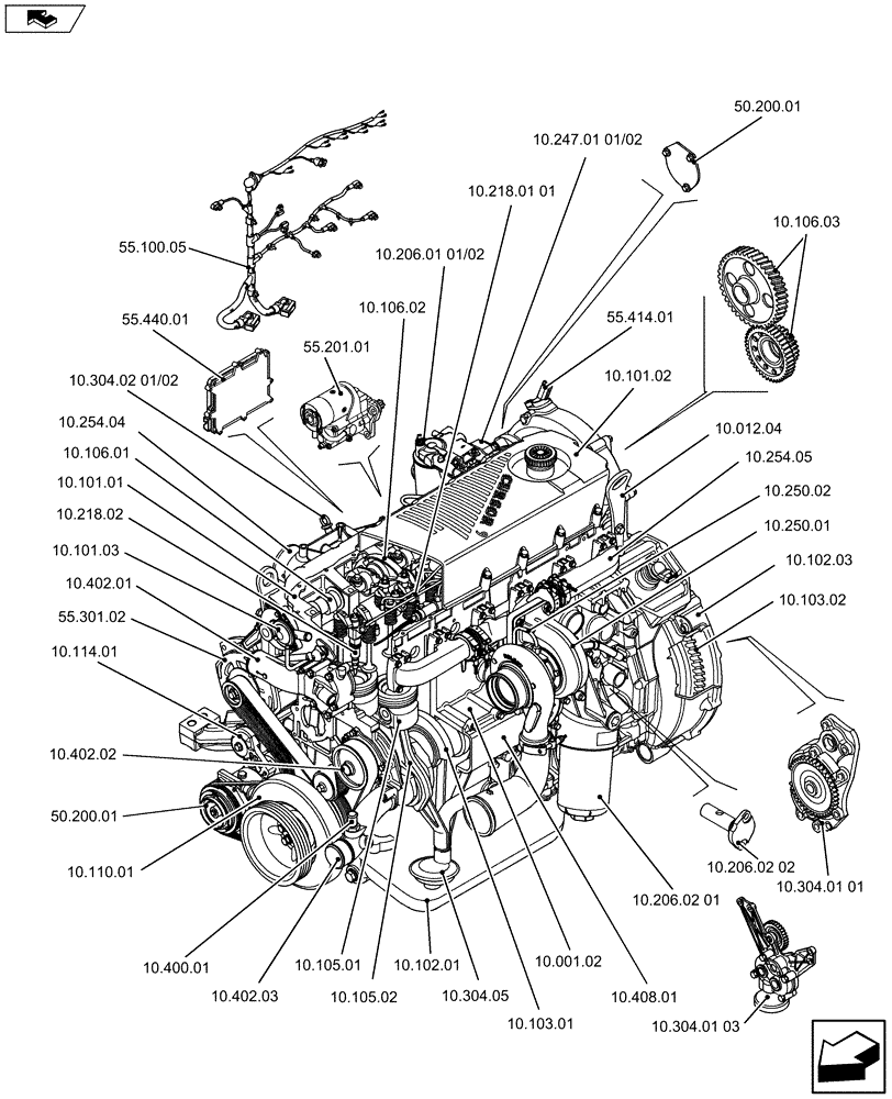 Схема запчастей Case 1021F - (10.000.01[01]) - PICTORIAL INDEX - ENGINE (10) - ENGINE