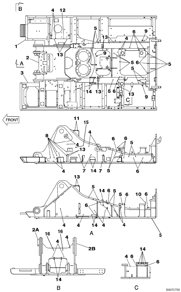 Схема запчастей Case CX800 - (09-03) - TURNTABLE (09) - CHASSIS