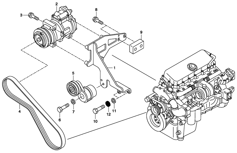 Схема запчастей Case 340 - (58A00000545[001]) - AIR BLENDING SYSTEM - CLAMPING (10) - Cab/Cowlings