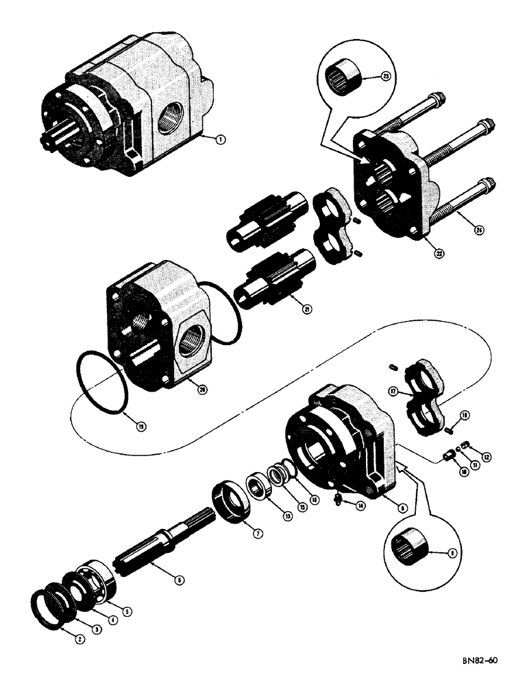 Схема запчастей Case 420B - (076) - D25347 HYDRAULIC PUMP (20 G.P.M.) (07) - HYDRAULIC SYSTEM