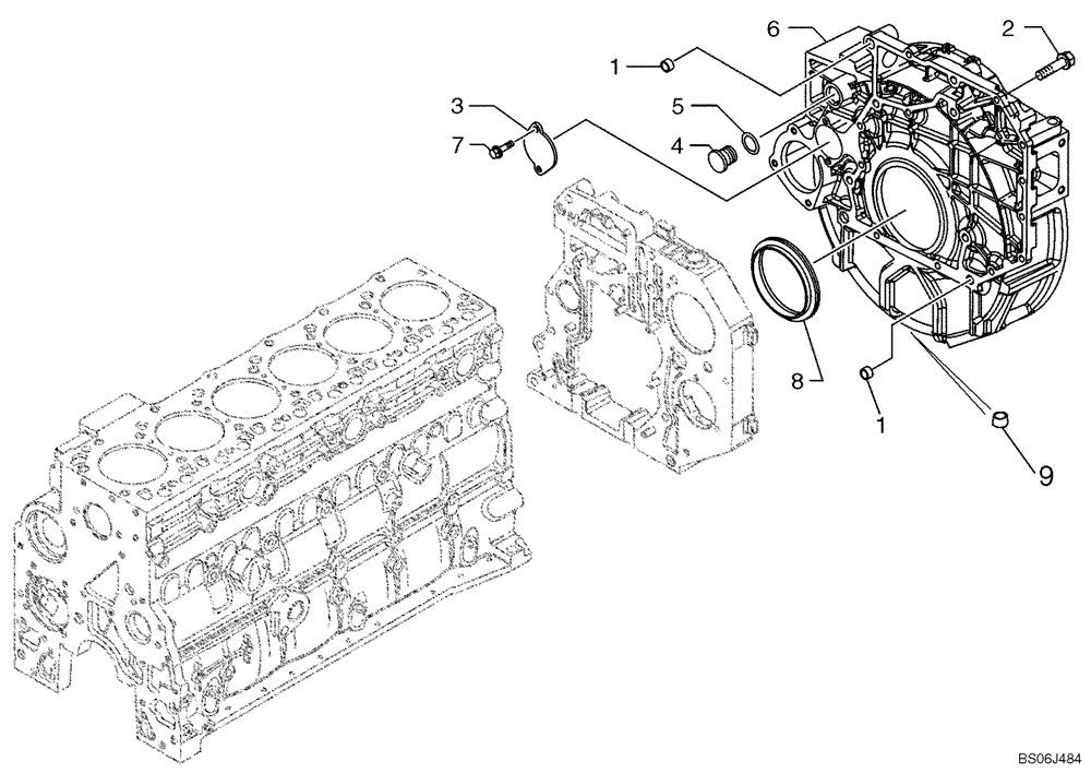 Схема запчастей Case 1150K - (02-21) - FLYWHEEL HOUSING (02) - ENGINE