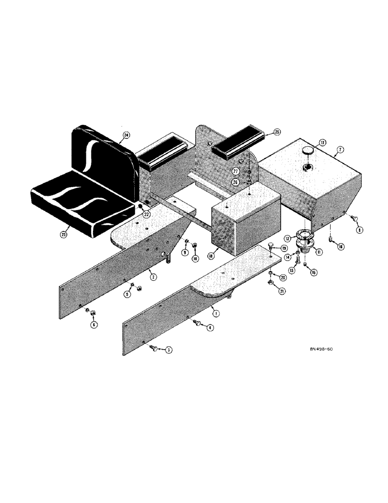 Схема запчастей Case 420C - (140) - FENDERS, FUEL TANK, SEAT, AND CUSHIONS (BACKHOE MODELS) (05) - UPPERSTRUCTURE CHASSIS