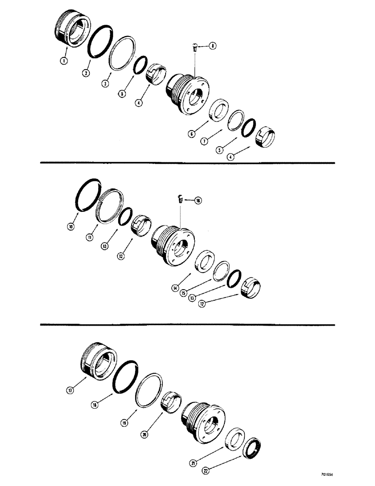 Схема запчастей Case 310G - (284) - CYL. PACKING KITS, USED IN DOZER ANGLING CYLS. W/ 3-1/2" CYL TUBE I.D. X 1-3/4" PISTON ROD (07) - HYDRAULIC SYSTEM