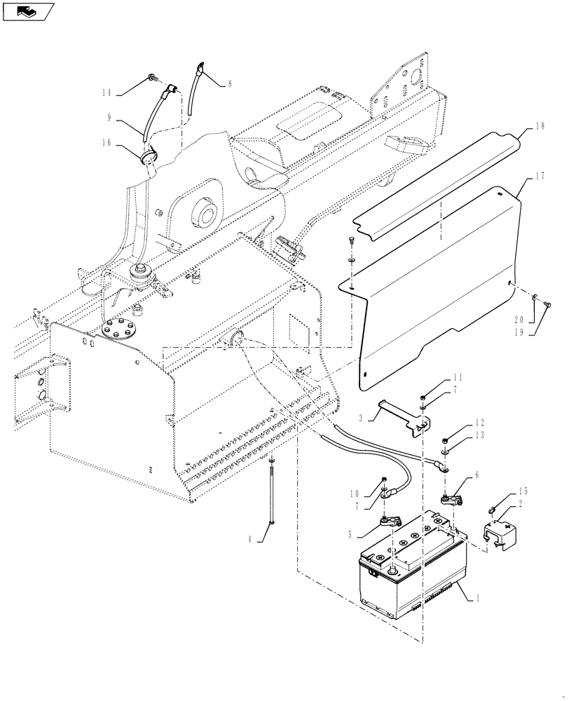 Схема запчастей Case 590SN - (55.301.08) - BATTERY, SINGLE (55) - ELECTRICAL SYSTEMS