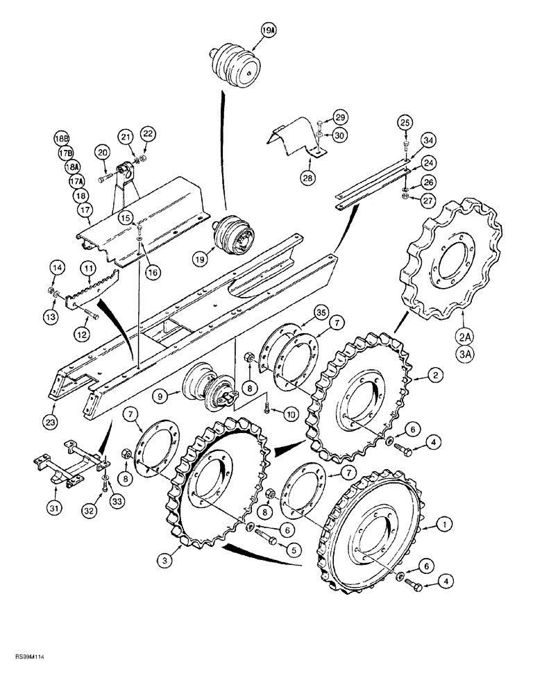 Схема запчастей Case 550G - (5-02) - TRACK FRAME, SPROCKET, ROLLER, AND RECOIL HOUSING (04) - UNDERCARRIAGE